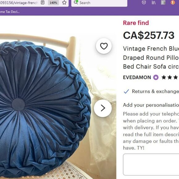 Set of Vintage Round Gathered Crush Velvet floral Cushions Chic Filled Luxury - Picture 8 of 16